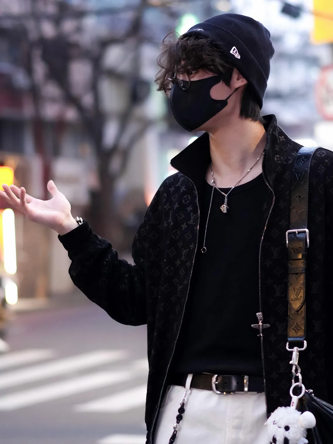 Louis Vuitton/Louis Vuitton aircraft button all-over printed embossed suede stand-collar jacket